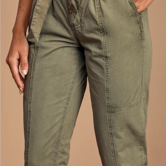 Blank NYC Reagin Olive Green Paperbag Waste Cargo Pants - Size 26 - Picture 2 of 4